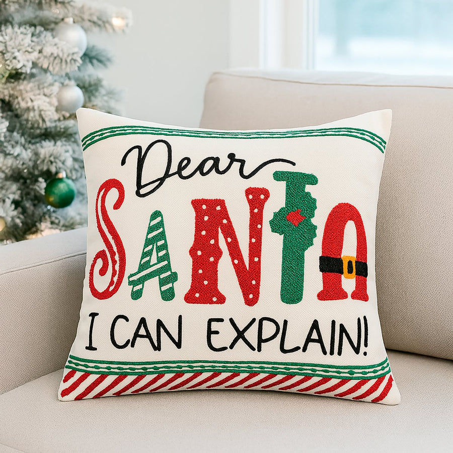 Cojín Navideño Decorativo 45 × 45 cm · Ho Ho Ho, Merry Christmas y Dear Santa · Diseño Dear Santa