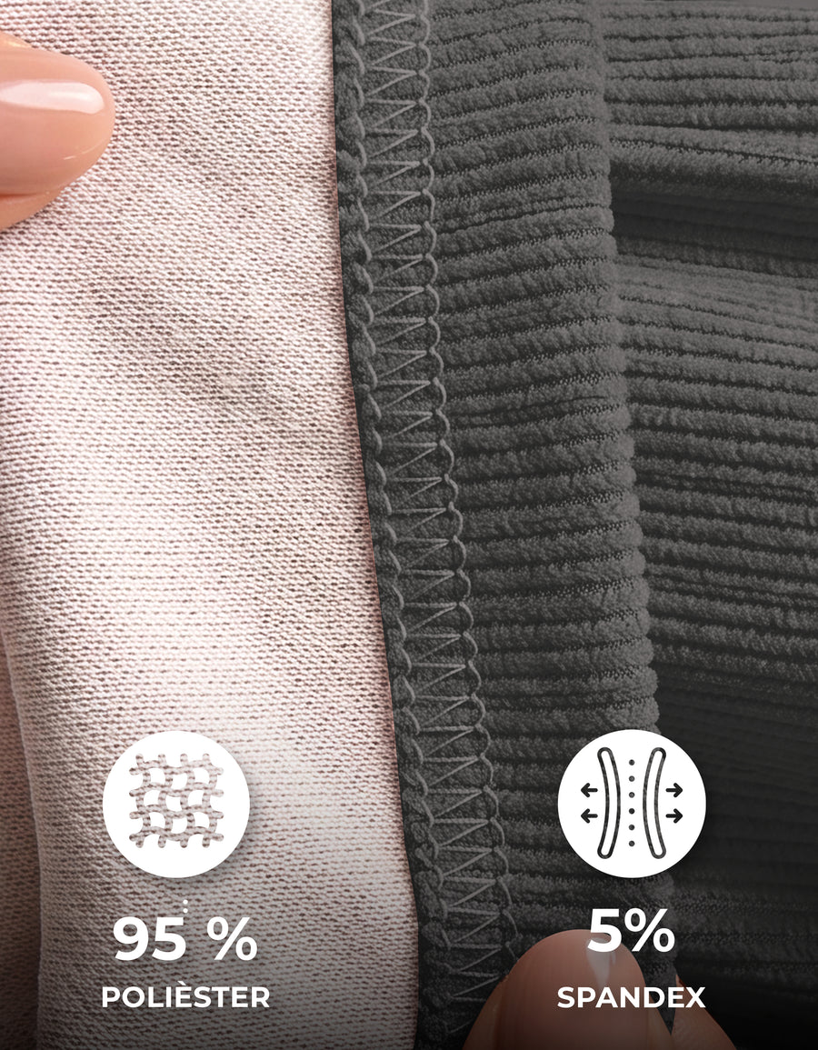 Pantalón de Pana Mujer Recto Cintura Alta con Cordón y Bolsillos color Gris