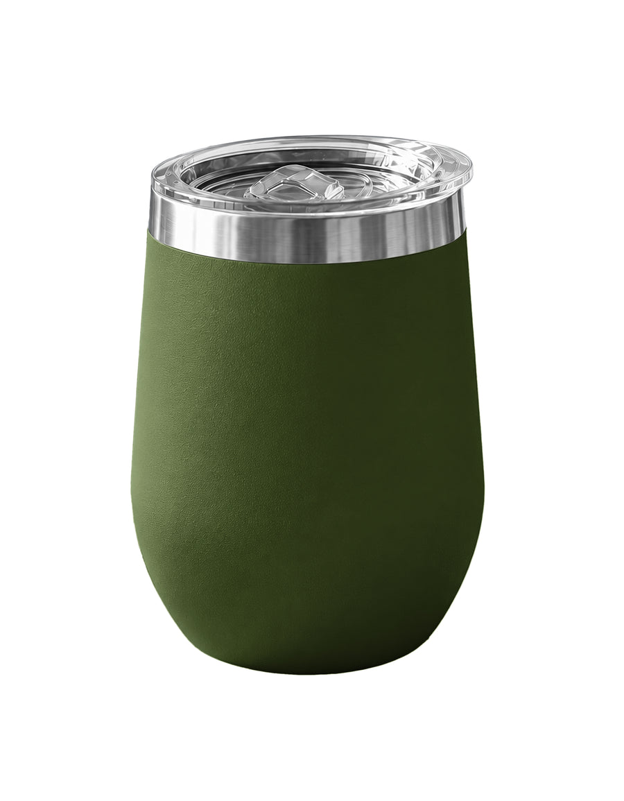 Vaso Térmico de Acero Inoxidable 12 oz con Tapa Deslizable · Café, Té o Bebidas Frías color Verde Militar