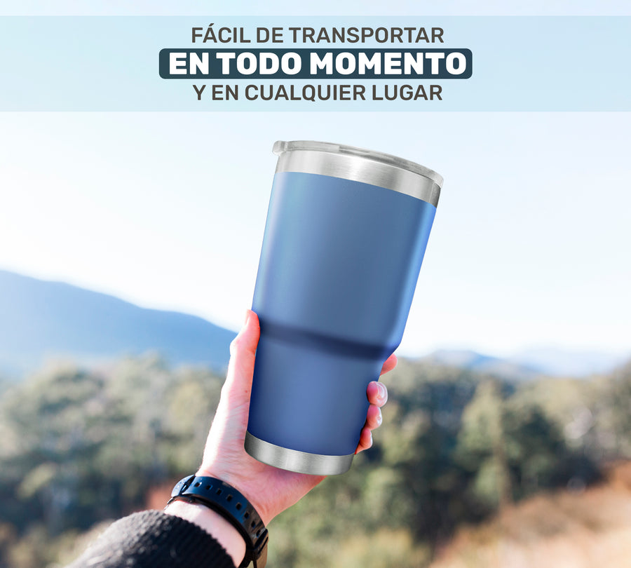 Termo Vaso Térmico 30 oz (800 ml) Acero Inoxidable con Tapa Magnética · Frío 24 h y Caliente 12 h color Azul