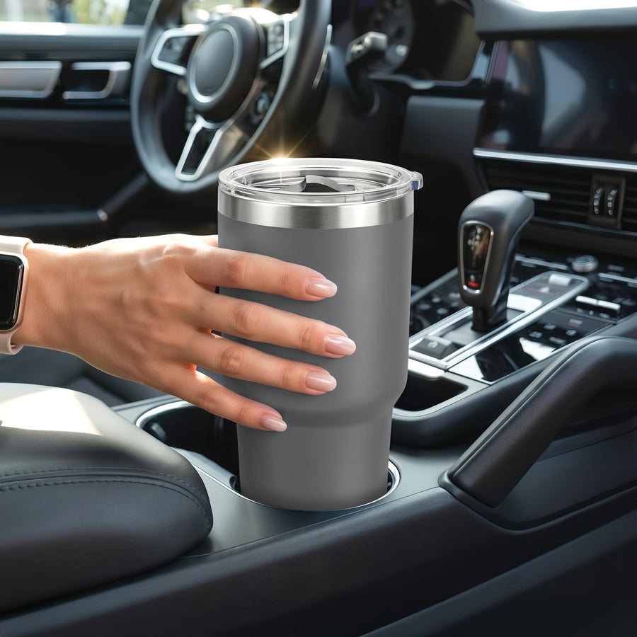 Termo Vaso Térmico 30 oz (800 ml) Acero Inoxidable con Tapa Magnética · Frío 24 h y Caliente 12 h color Gris