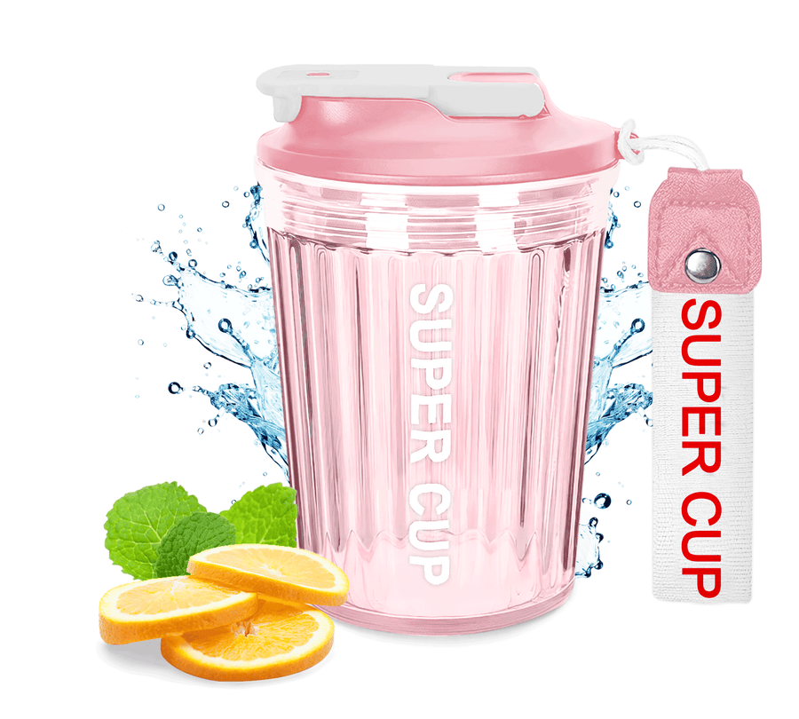 Vaso Térmico Antiderrame 450 ml con Asa Portátil · Doble Pared · Frío 12 h color Rosa