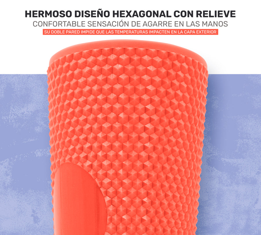 Vaso Térmico Texturizado con Relieve 700 ml · Popote y Tapa de Rosca · Doble Pared color Coral