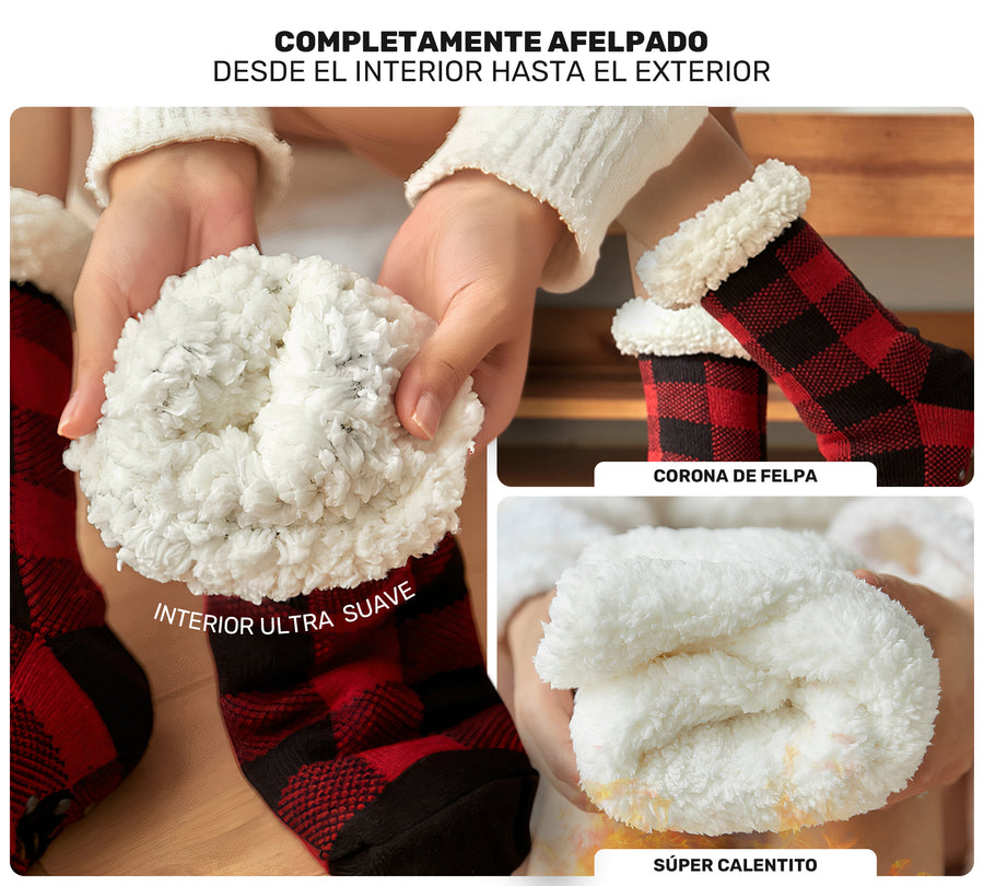 2 Pares de Calcetas Térmicas Afelpadas con Sherpa · Antiderrapantes · Unitalla