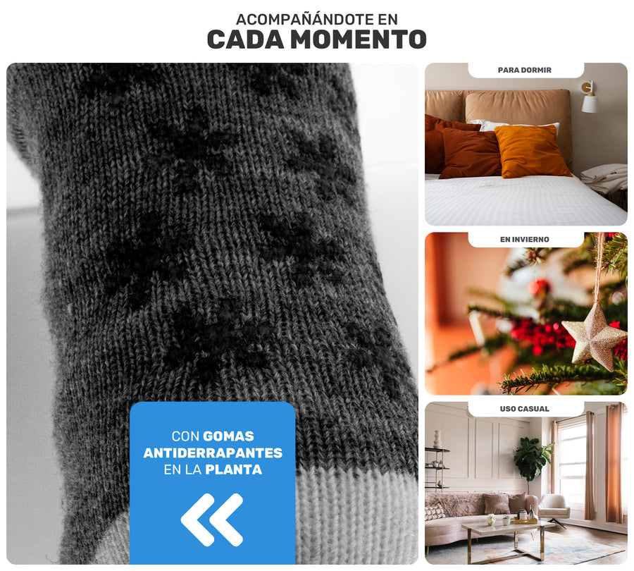 3 Pares de Calcetones Térmicos con Sherpa a Rayas · Antiderrapantes · Unitalla Unisex