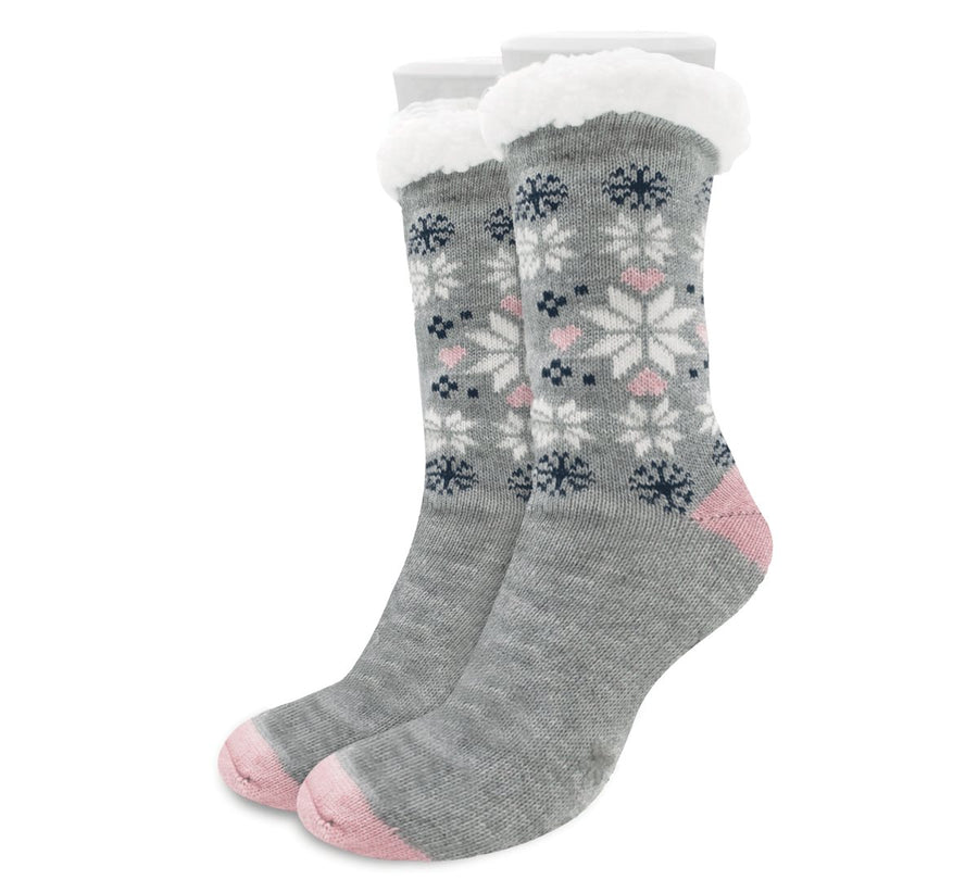 Calcetas Térmicas Afelpadas Antiderrapantes Mujer · Estampado Navideño color Rosa