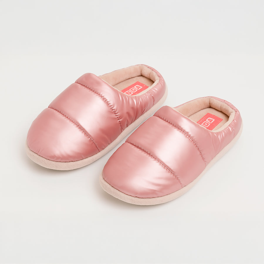 Pantuflas Acolchadas Unisex Tipo Puffer · Suela Antiderrapante · CH/M y G/XG color Rosa