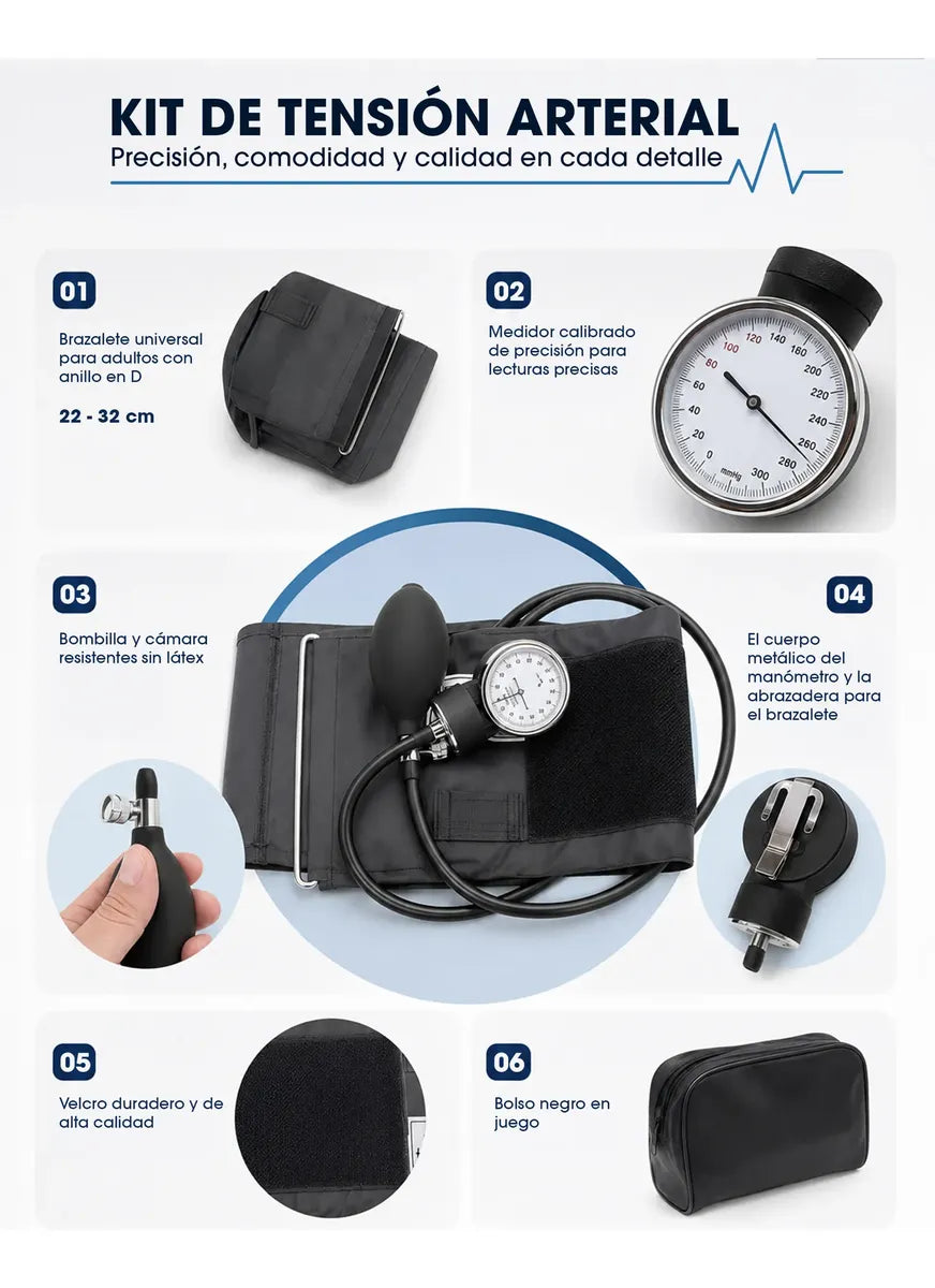 Baumanómetro Aneroide con Estetoscopio · Kit de Presión Arterial