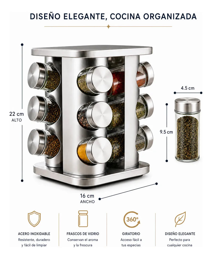 Especiero Organizador de Cocina en Acero 50 × 19 × 57 cm