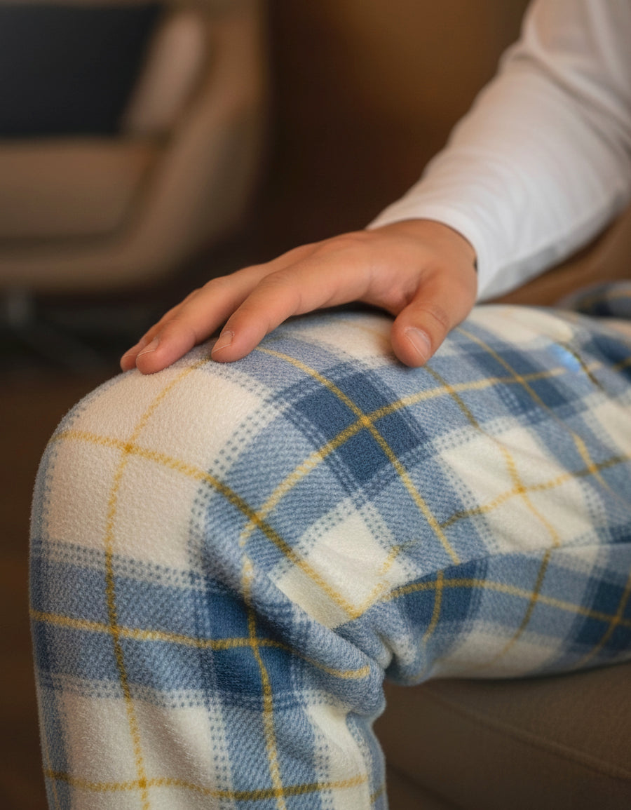 Pantalón de Pijama Hombre a Cuadros · Suave y Cómodo · Unitalla color Cuadros Amarillo y Azul