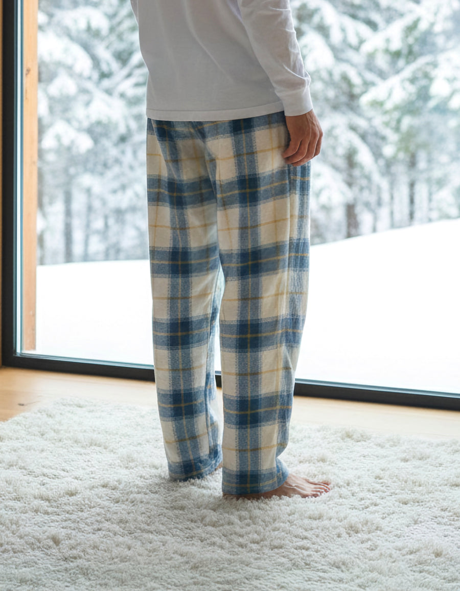 Pantalón de Pijama Hombre a Cuadros · Suave y Cómodo · Unitalla color Cuadros Amarillo y Azul