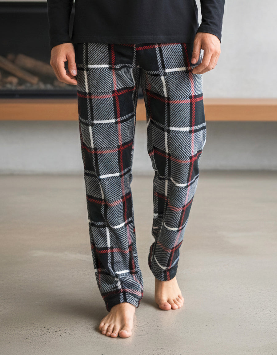 Pantalón de Pijama Hombre a Cuadros · Suave y Cómodo · Unitalla color Rojo