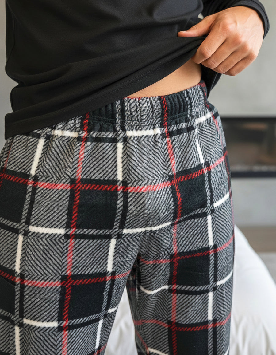 Pantalón de Pijama Hombre a Cuadros · Suave y Cómodo · Unitalla color Rojo