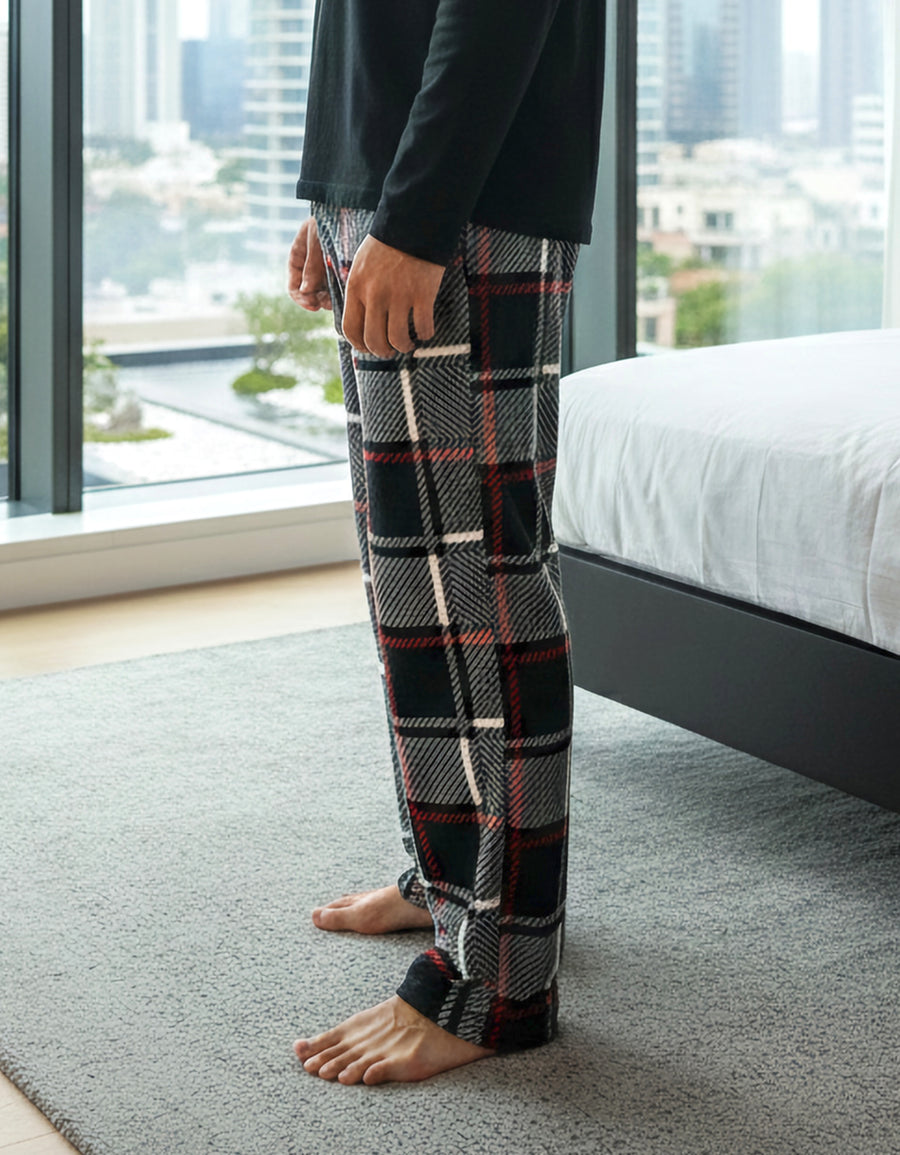 Pantalón de Pijama Hombre a Cuadros · Suave y Cómodo · Unitalla color Rojo