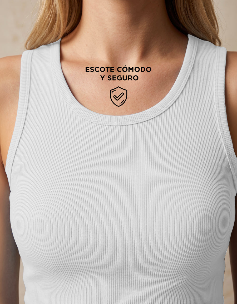 Playera Deportiva Sin Mangas Mujer Tank Top Acanalada · Unitalla color Blanco