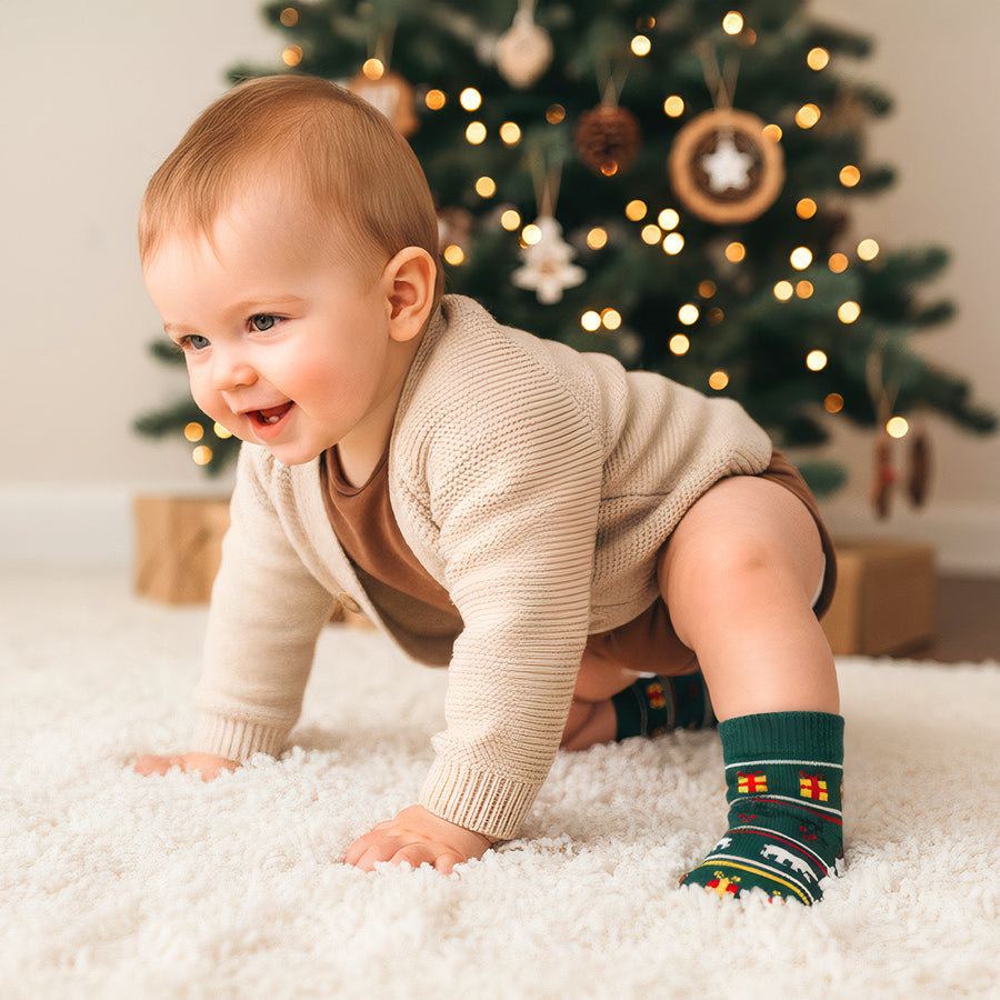 Set de 3 Pares de Calcetines Navideños para Bebé · Suaves · 6 a 12 Meses