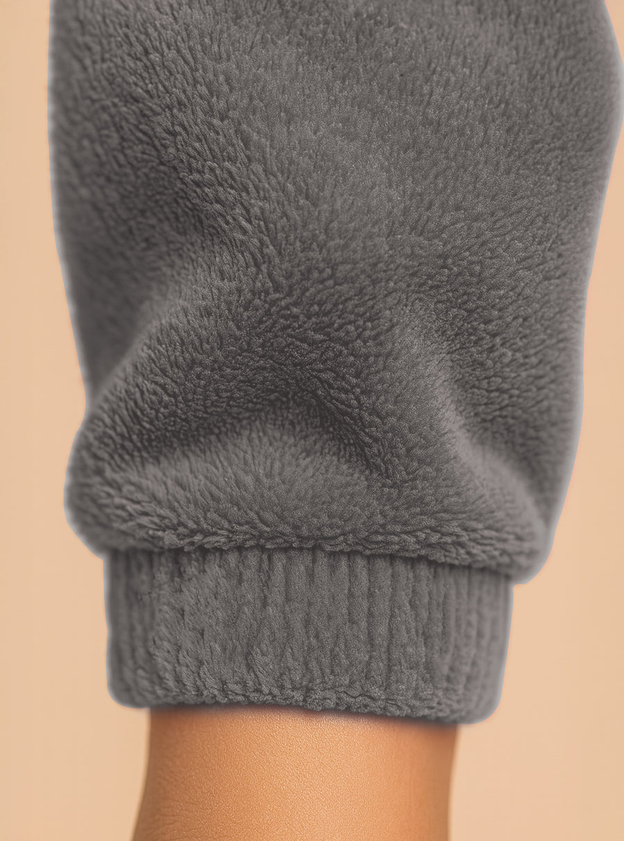 Pijama Polar Mujer con Bordado Angel · Sudadera y Jogger Afelpados · Unitalla color Gris