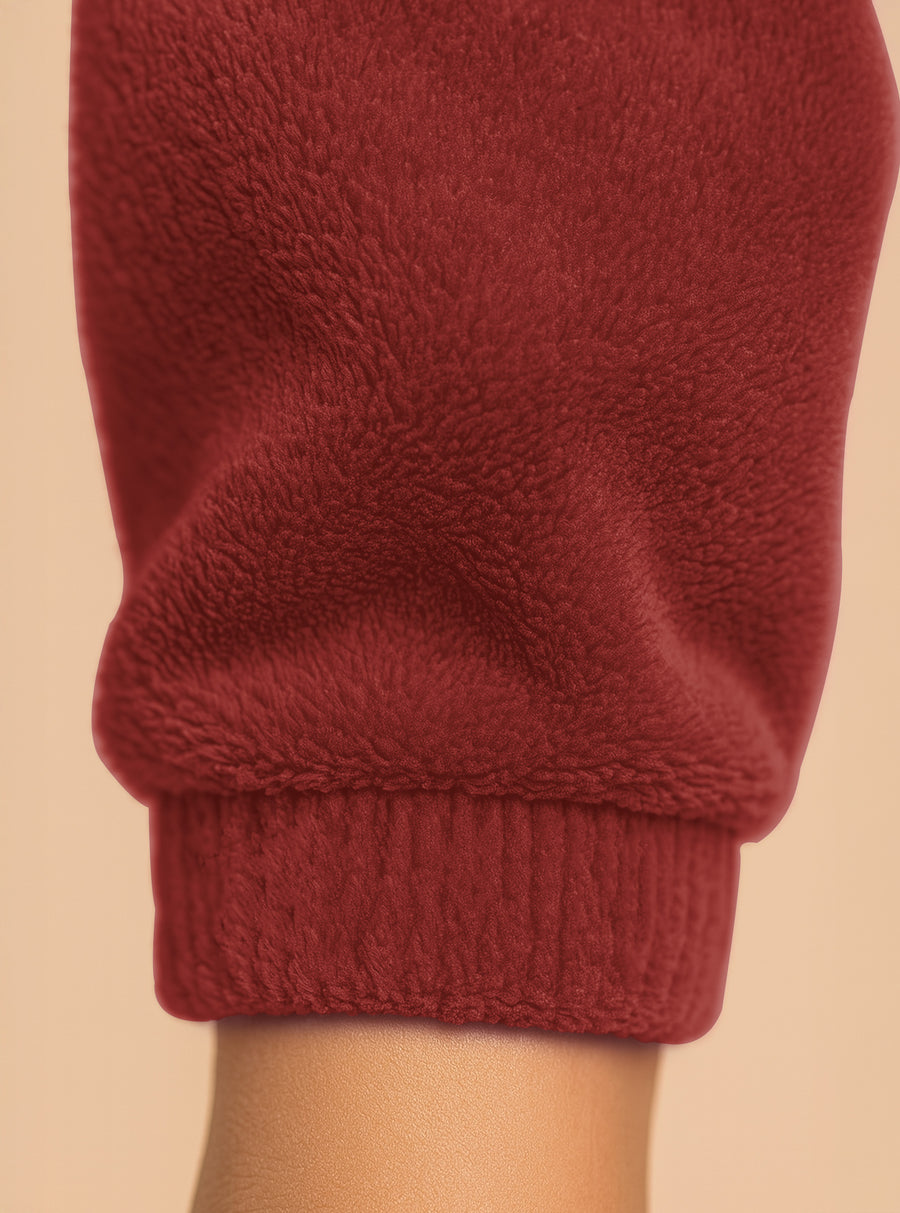 Pijama Polar Mujer con Bordado Angel · Sudadera y Jogger Afelpados · Unitalla color Rojo