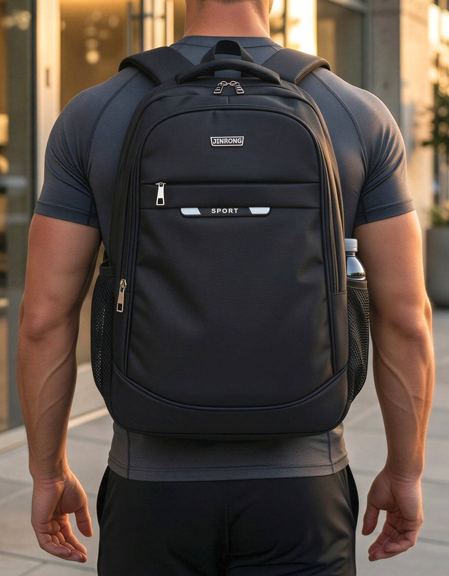 Mochila Deportiva y Escolar 50 × 35 × 16 cm con Bolsillos Laterales · Negra