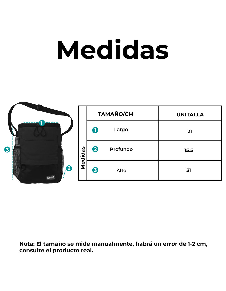 Lonchera Térmica con Correa · Bolsa Cooler con Portabotella · 31 × 21 × 15.5 cm color Negro