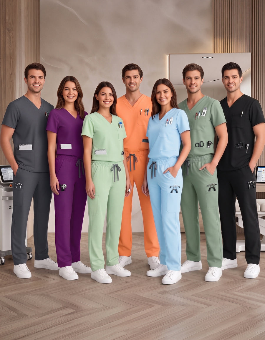 Uniforme Médico 2 Piezas Filipina y Pantalón · Unisex color Morado