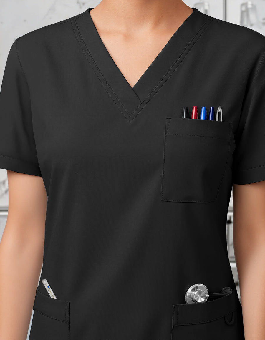 Uniforme Médico 2 Piezas Filipina y Pantalón · Unisex color Negro