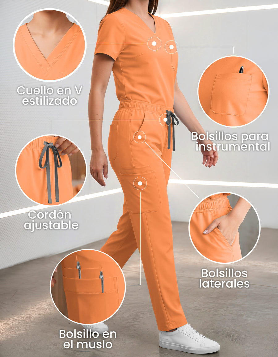 Uniforme Médico 2 Piezas Filipina y Pantalón · Unisex color Naranja
