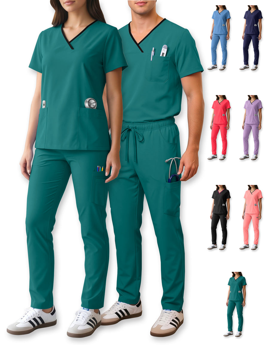 Uniforme Médico 2 Piezas Filipina y Pantalón · Unisex color Turquesa ·2