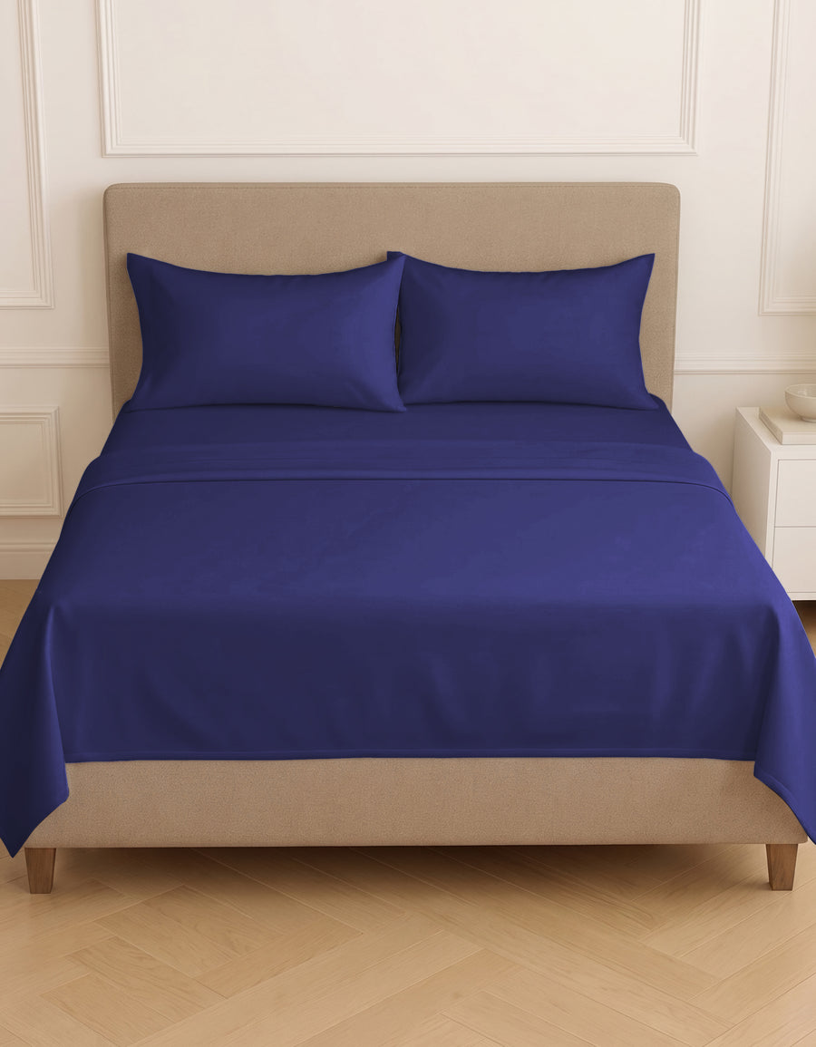 Juego de Sábanas Matrimonial Microfibra · Sábana de Cajón Ajustable color Azul Marino