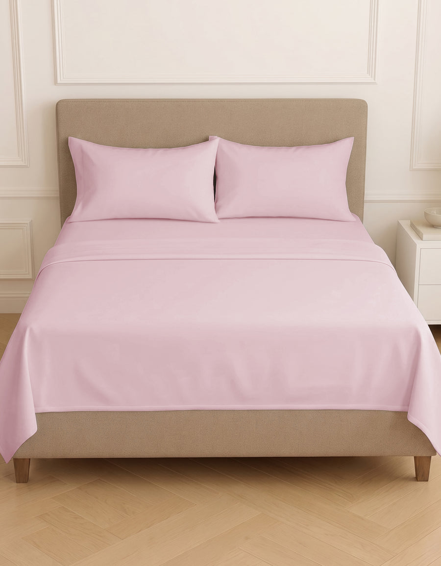 Juego de Sábanas Matrimonial Microfibra · Sábana de Cajón Ajustable color Rosa