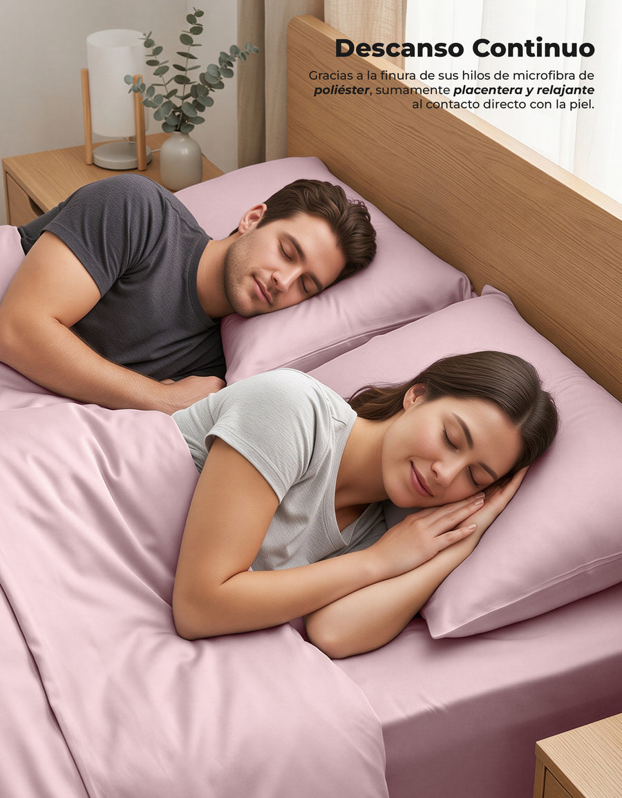 Juego de Sábanas Matrimonial Microfibra · Sábana de Cajón Ajustable color Rosa