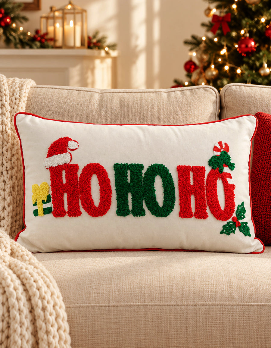 Cojín Navideño diseño HO HO HO rectangular