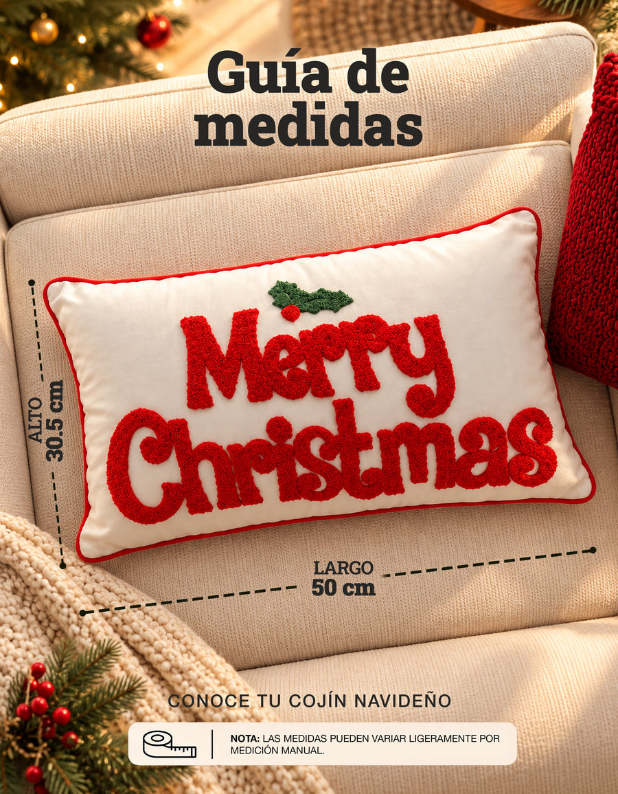 Cojín Navideño diseño Merry Christmas rectangular