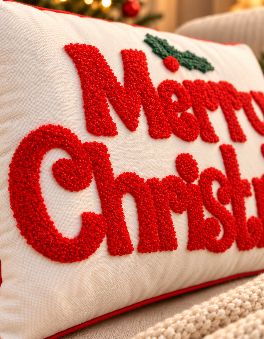 Cojín Navideño diseño Merry Christmas rectangular
