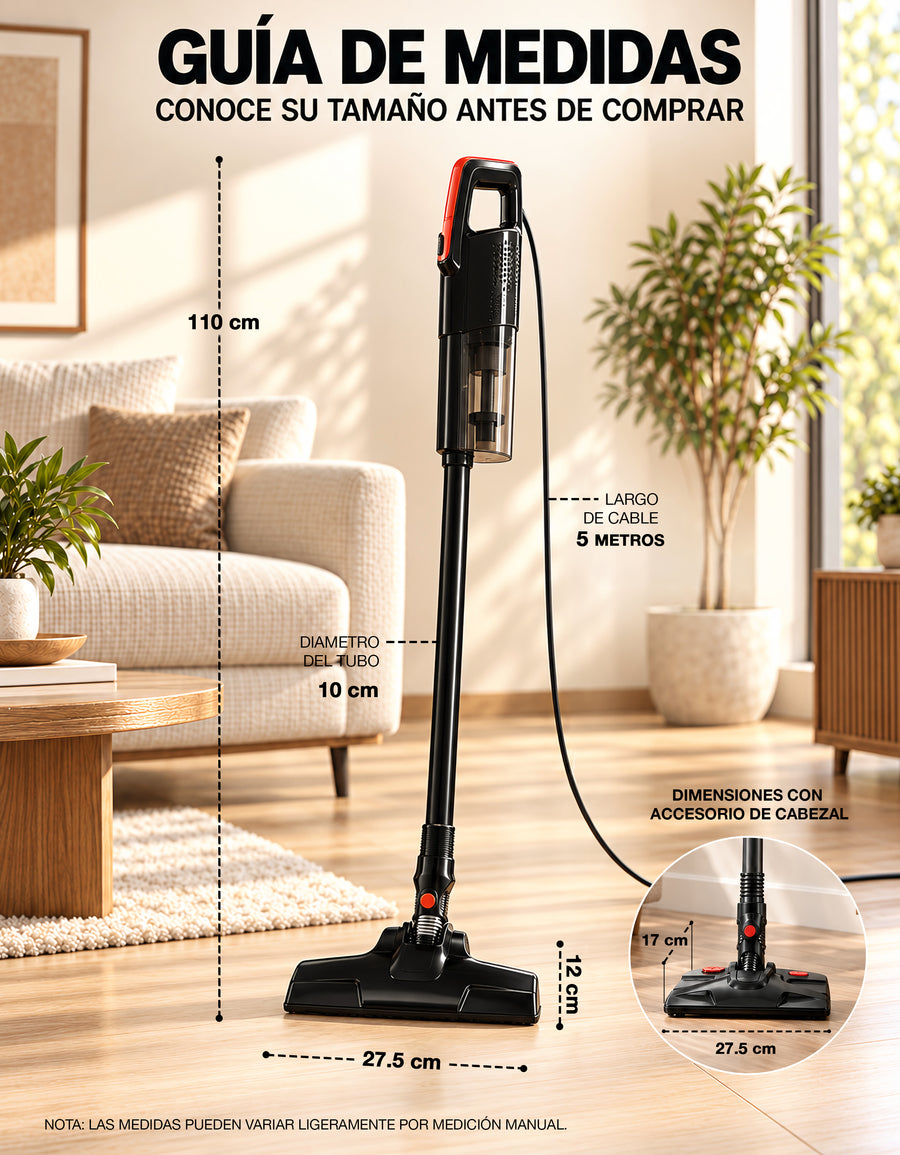 Aspiradora Vertical 2 en 1 de Mano con Filtro HEPA · 120 W · Cable 5 m