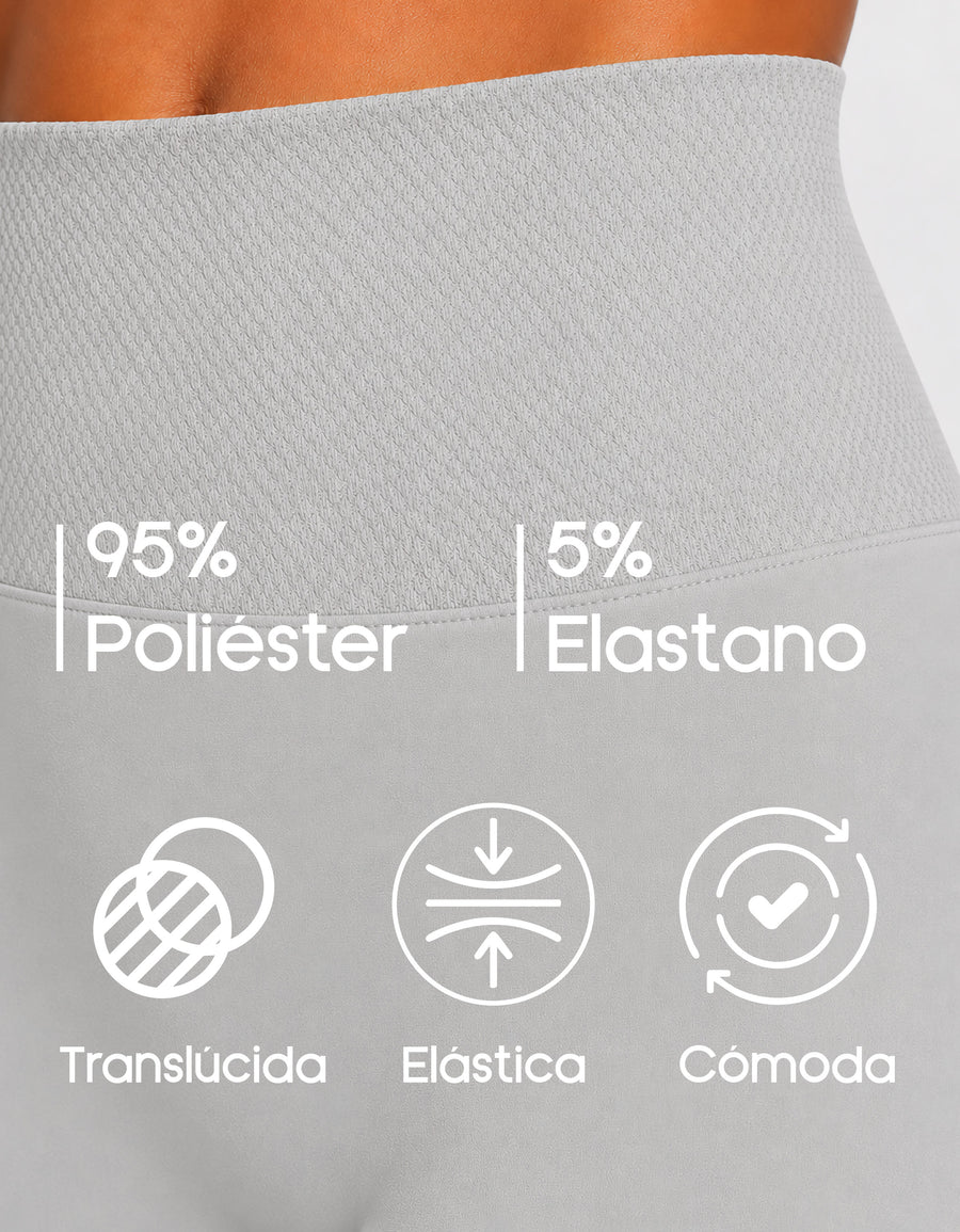 Short Largo Deportivo Mujer tipo Biker · Cintura Alta sin Costuras · Unitalla color Gris Claro