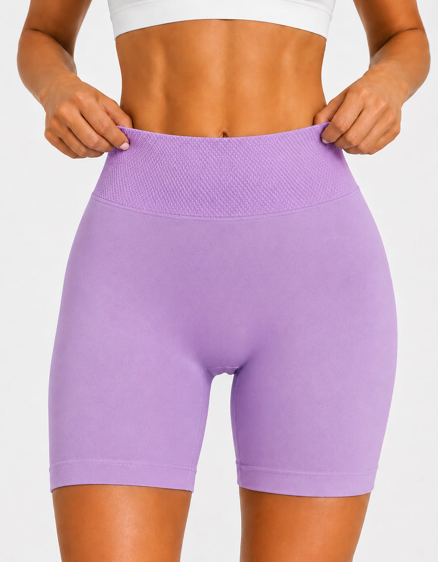Short Largo Deportivo Mujer tipo Biker · Cintura Alta sin Costuras · Unitalla color Lila