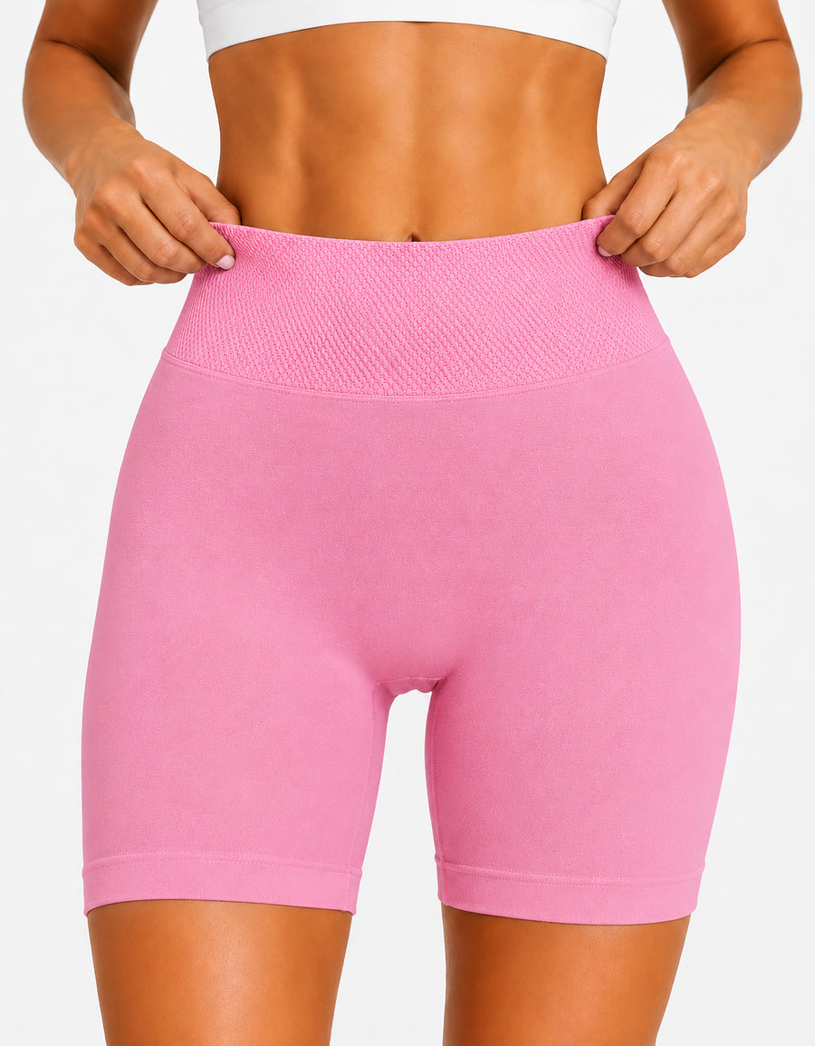 Short Largo Deportivo Mujer tipo Biker · Cintura Alta sin Costuras · Unitalla color Rosa Claro