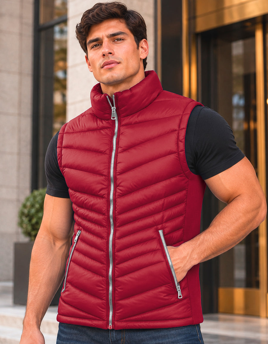 Chaleco Acolchado Hombre Ligero e Impermeable color Vino