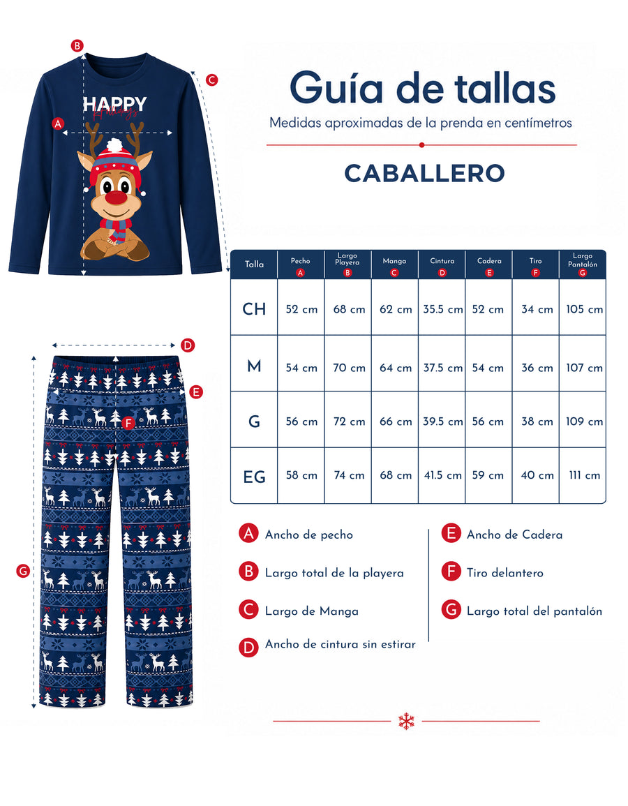 Pijama Navideña Familiar diseño Reno