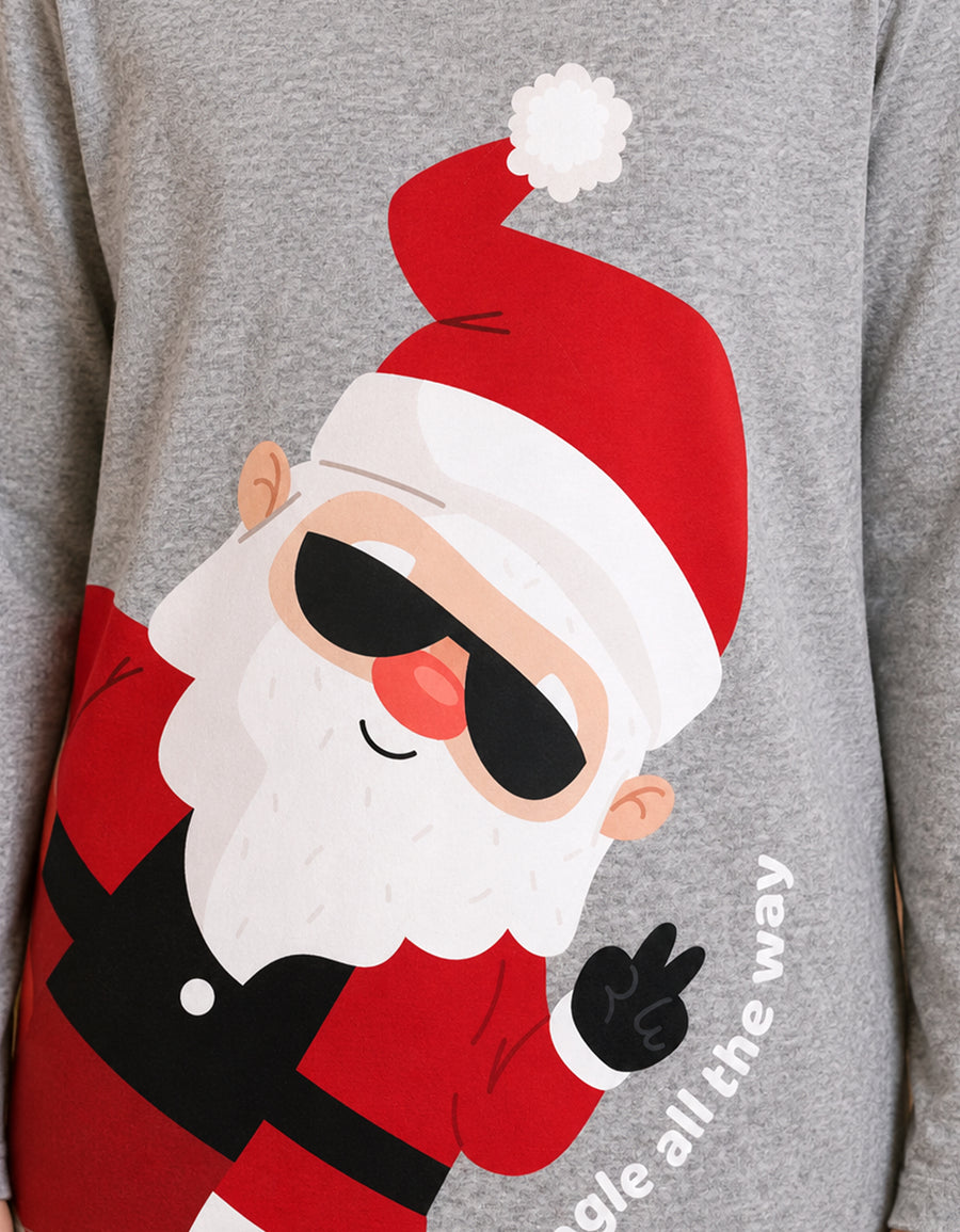 Pijama Navideña Familiar diseño Santa Claus cuadros rojos