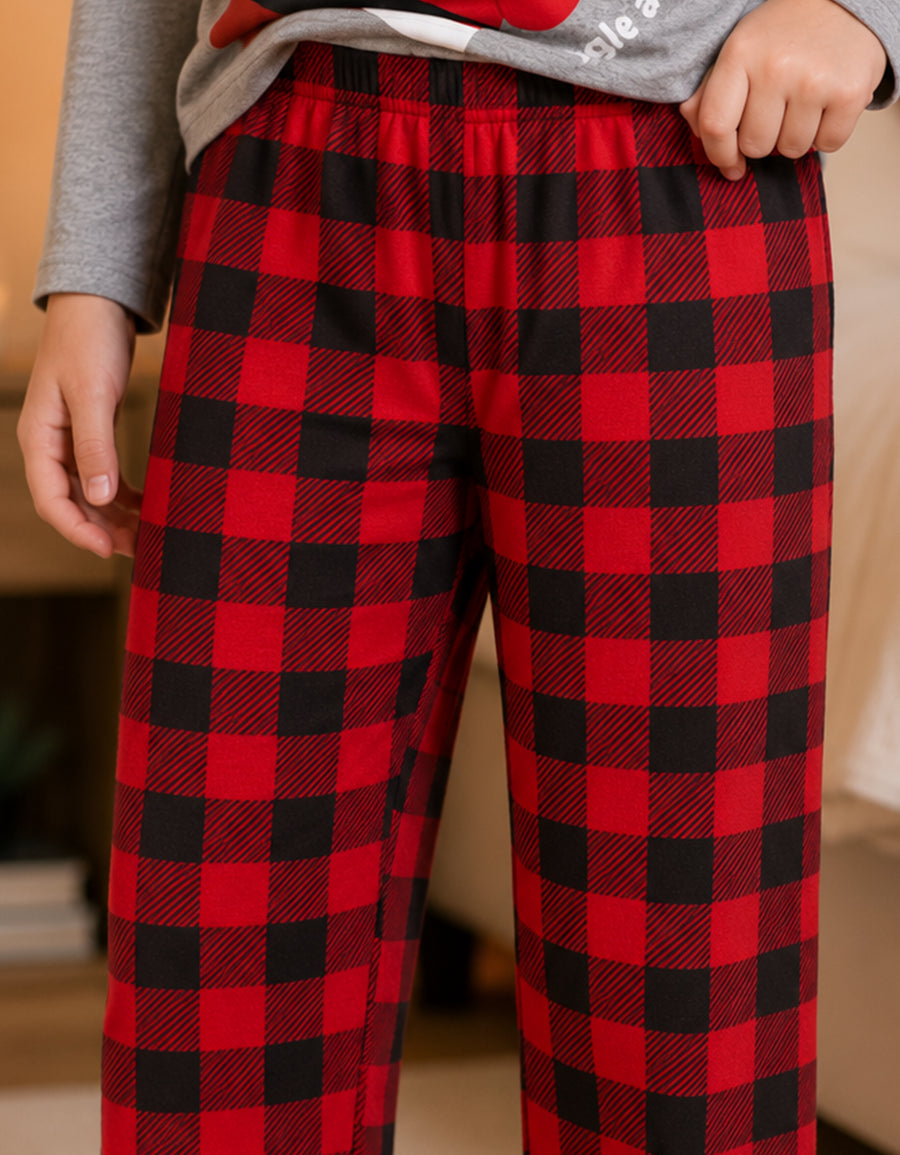 Pijama Navideña Familiar diseño Santa Claus cuadros rojos