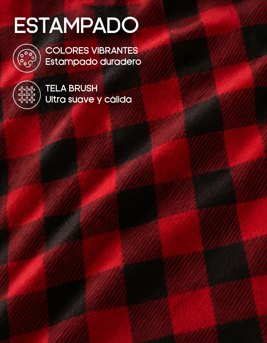 Pijama Navideña Familiar diseño Santa Claus cuadros rojos