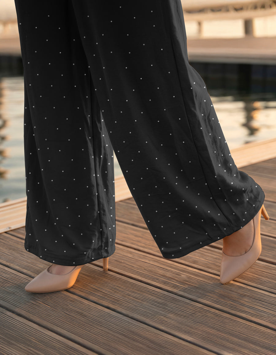 Pantalón Palazzo Mujer Pierna Ancha · Cintura Alta Casual · Unitalla color Negro