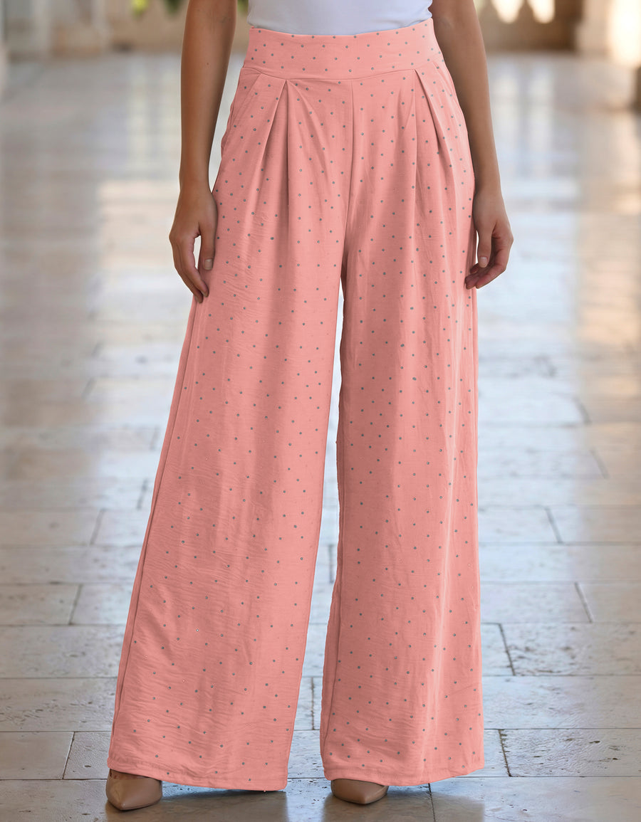Pantalón Palazzo Mujer Pierna Ancha · Cintura Alta Casual · Unitalla color Rosa
