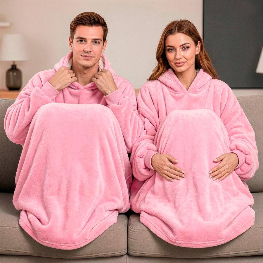 Sudadera Cobija con Capucha Unisex · Oversize Afelpada con Sherpa · Rosa color Rosa