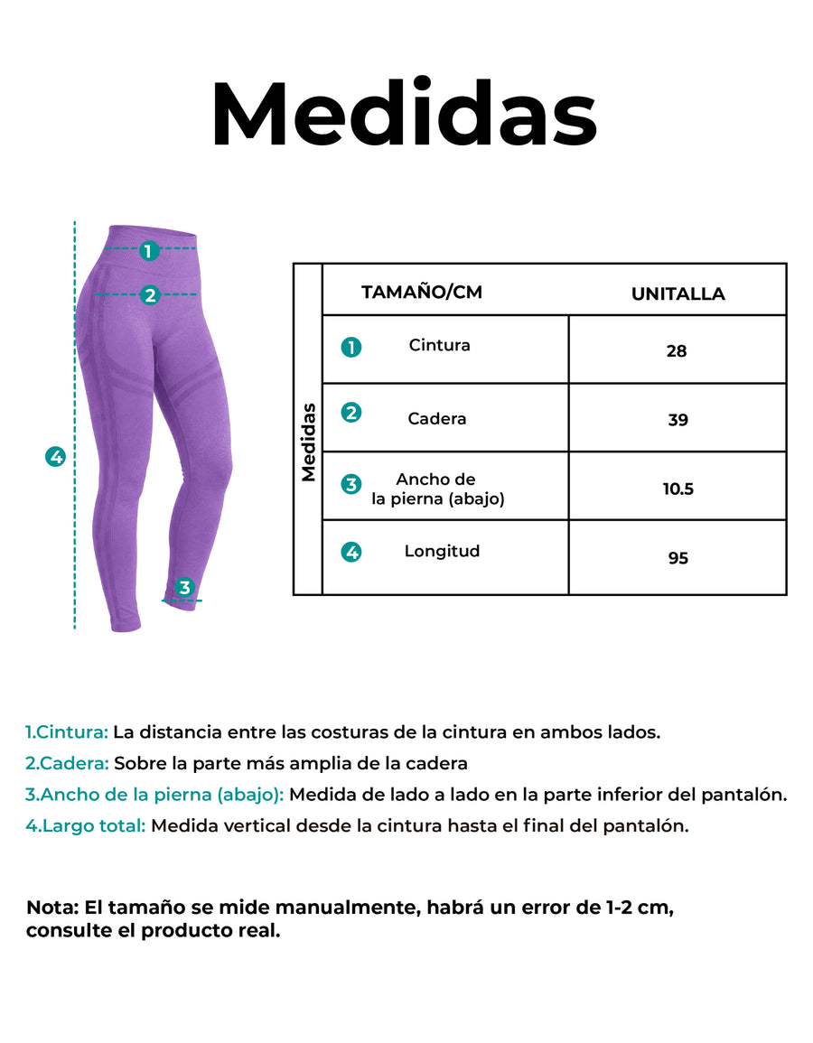 Leggings Push Up Mujer Levanta Glúteos Cintura Alta · Unitalla color Morado
