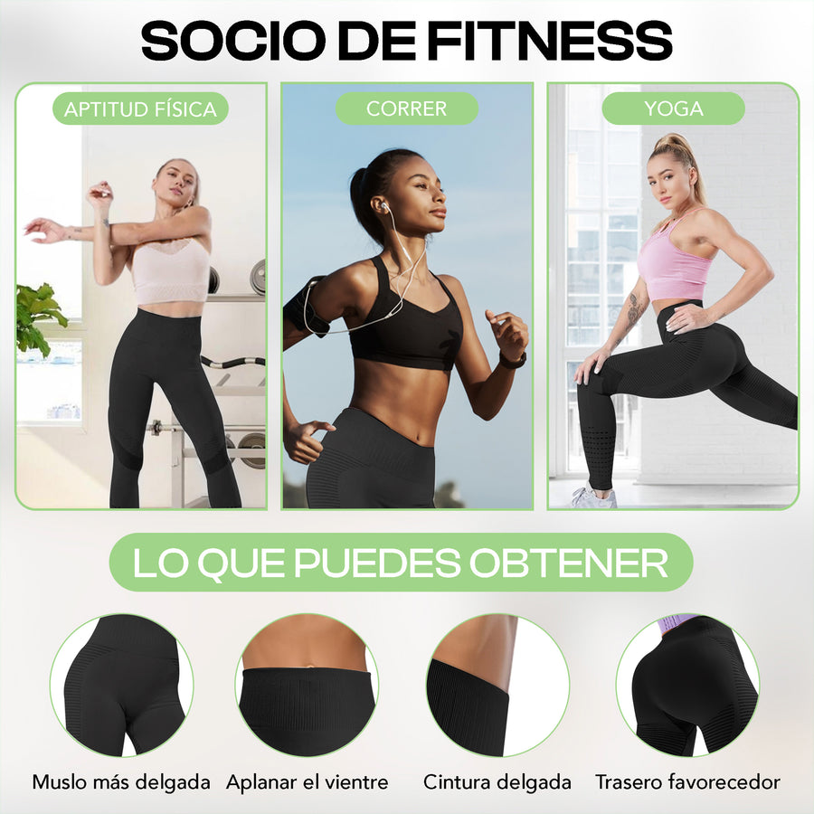 Leggings Deportivos Mujer Levanta Glúteos Sin Costuras · Cintura Alta · CH a XG color Negro