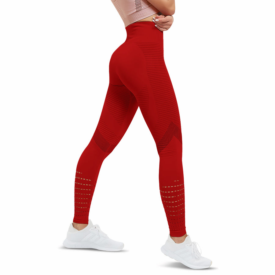 Leggings Deportivos Mujer Levanta Glúteos Sin Costuras · Cintura Alta · CH a XG color Rojo