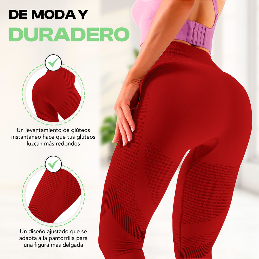 Leggings Deportivos Mujer Levanta Glúteos Sin Costuras · Cintura Alta · CH a XG color Rojo